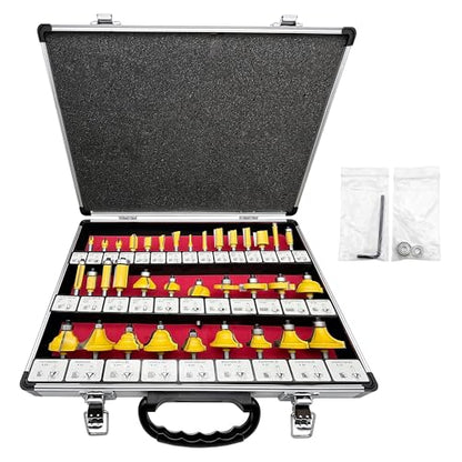 LU&MN Carbide Tipped Router Bit Set ( 35 PCS) with 1/4" Shank Wood Milling Saw Cutter, Multi-Purpose (Woodworking Tools for Home Improvement and DIY)