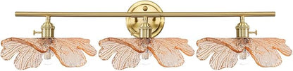 mid Century Bathroom Vanity Lights Over Mirror 3 Light Gold Wall sconce with Amber Glass Shade brass Vanity Lighting Vintage Wall sconces Glass wall lamp Wall Lighting for Bedroom Doorway Hallway