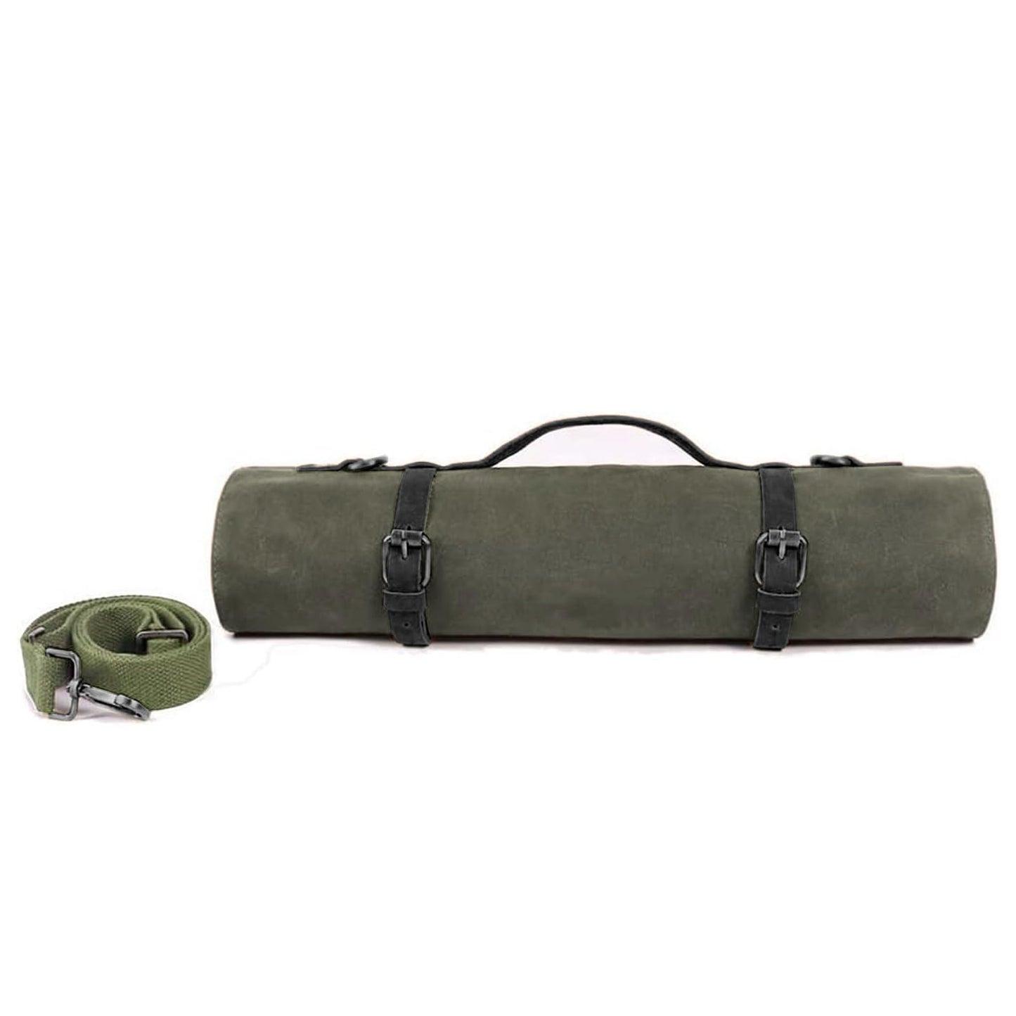 Large Chef’s Knife Roll Bag,Heavy Duty Waxed Canvas Knife Carrier,11 Pockets Kitchen Cooking Tools Storage Case, Easily Carried By Shoulder Strap ForProfessional Chefs,Culinary School Students