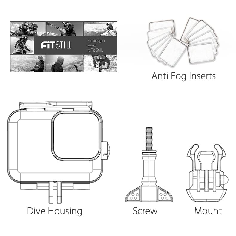 FitStill 60M Waterproof Case for Go Pro Hero 8 Black, Protective Underwater Dive Housing Shell with Bracket Accessories for Go Pro Hero8 Action Camera