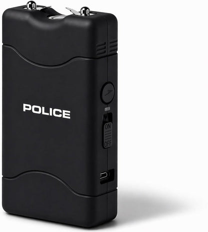POLICE Stun Gun for Self Defense 800 Mini Rechargeable LED Flashlight Black