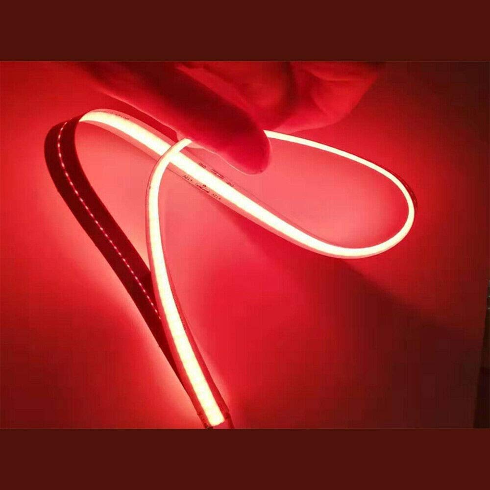 KD-tec 16.4FT/5M COB Flexible LED Strip Light DC12V/24V 528leds/m Bendable Tape (12V, Red)