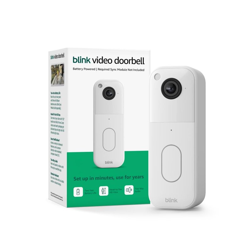 Blink Video Doorbell Add-on, White, with 1-Year Plus Plan