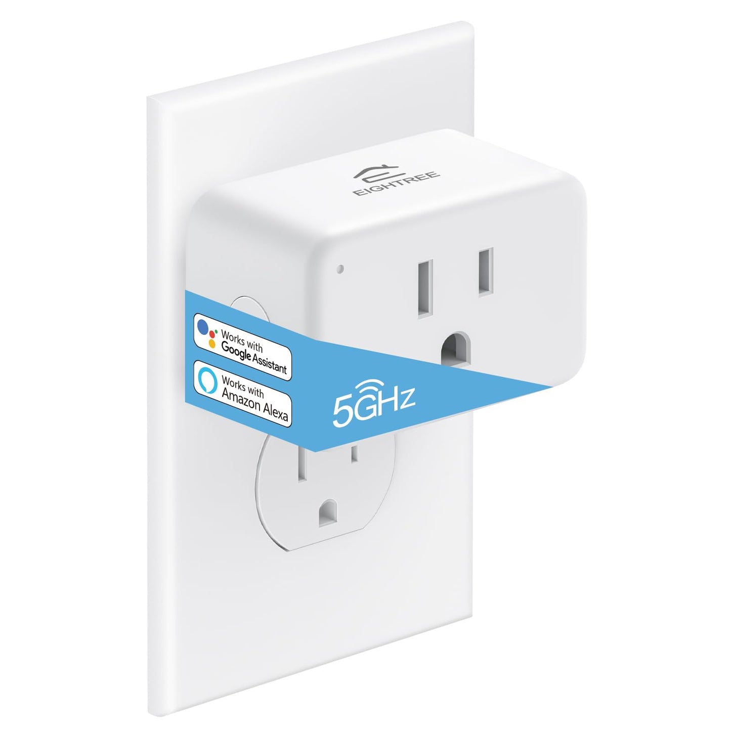 EIGHTREE Mini Smart Plug 5GHz & 2.4GHz Wi-Fi, Compatible with Alexa & Google Home & SmartThings, Remote Control, Timer, White, Type A/B Plug