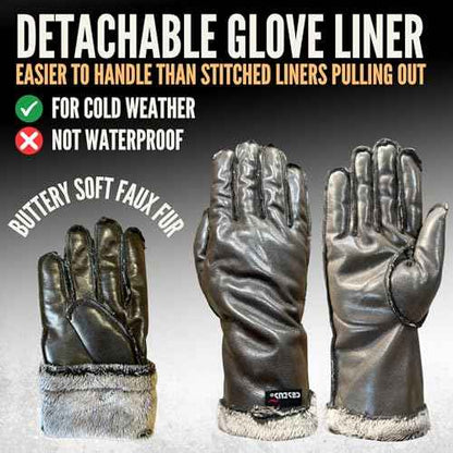 Cestus 5075, Winter Work Gloves for Cold Weather, Detachable Faux Fur Glove Liner Insulation, Impact Resistant Safety Gloves