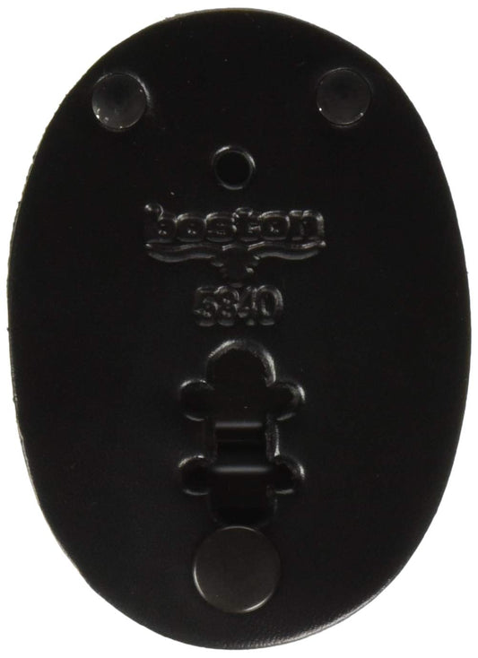 Boston Leather Oval Clip on Badge Holder Plain Finish (Black Leather)