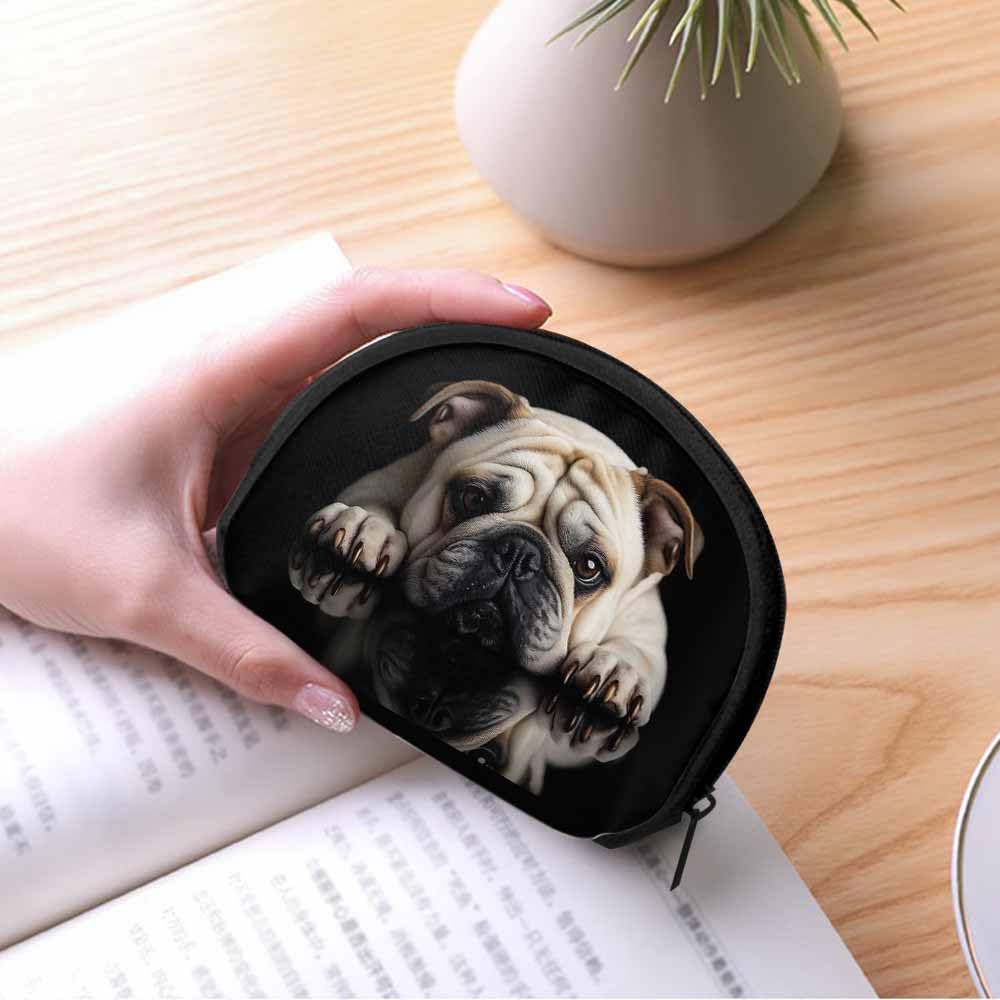 IBILIU Small Coin Purse Funny Dog Bulldog Mini Wallet Coin Pouch Change Purse For Women Men