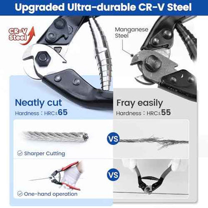 Muzata Cable Cutter Heavy Duty Stainless Steel Wire Rope Cutter Aircraft Up to 5/32" for Deck Stair Railing Thick Seal Metal Fence Bike Bicycle Brake M015, CT1
