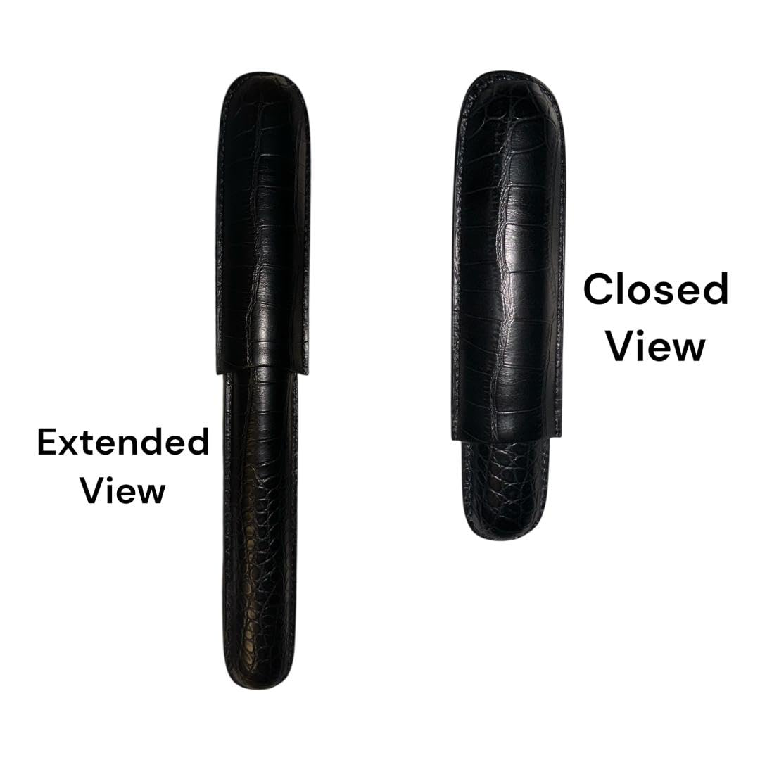 Sigara Leather Single Cigar Airtight Storage Travel Tubes telescoping Crush-Proof Humidor Holder (Black, Pack of 1)