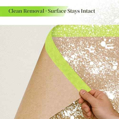 Pre-Taped Masking Paper for Painting 12 inch x 50 Feet, Tape and Drape Adhesive Painters Paper Roll for Walls, Trim, Baseboards, Cars, Auto Body and Furniture (1 Roll)