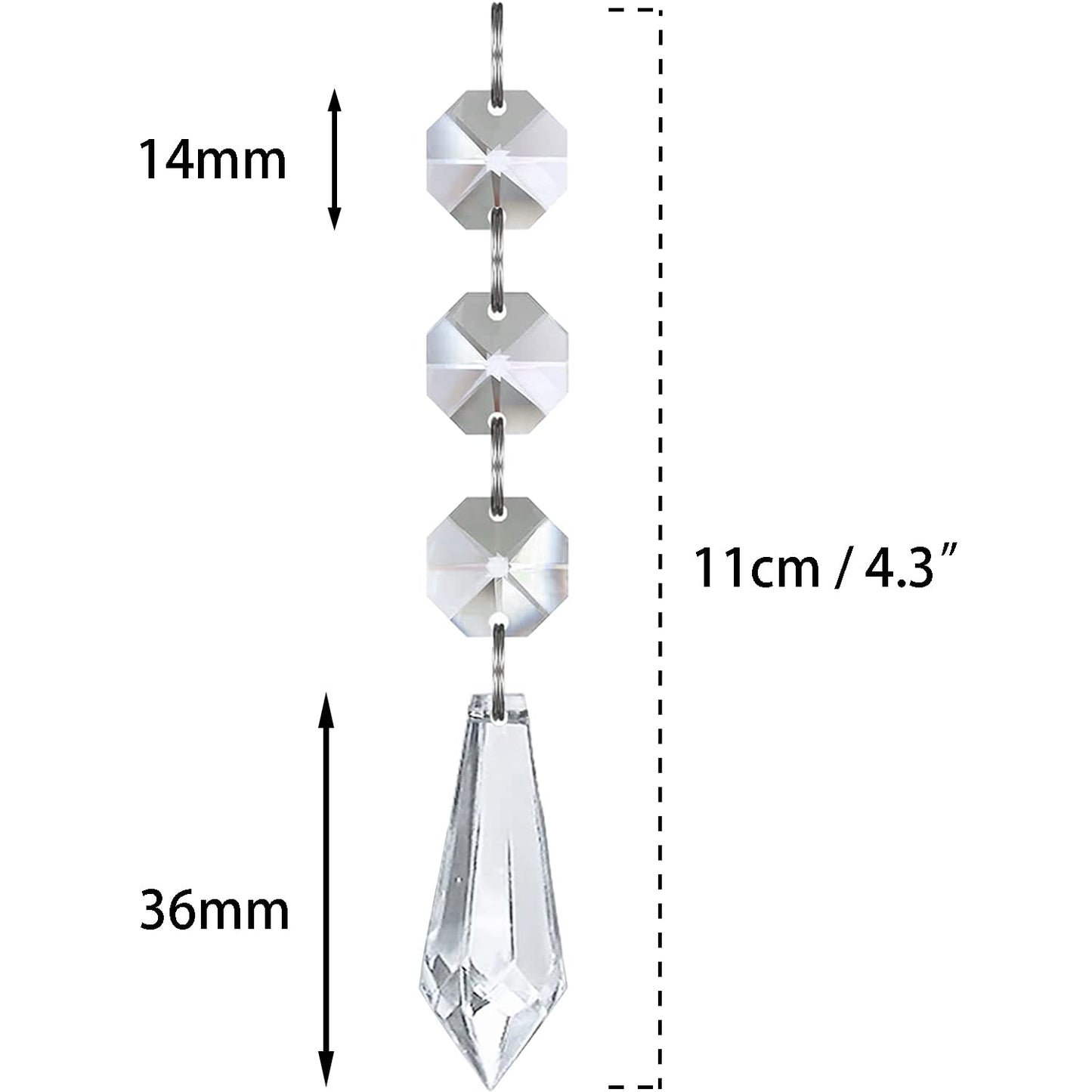 Jishi 30pk Crystal Ornaments for Christmas Tree Decorations, Acrylic Hanging Crystals for Centerpieces Home Decor, Clear Plastic Icicle Prism Drop Pendant w/Crystal Beads for Chandelier Party Supplies
