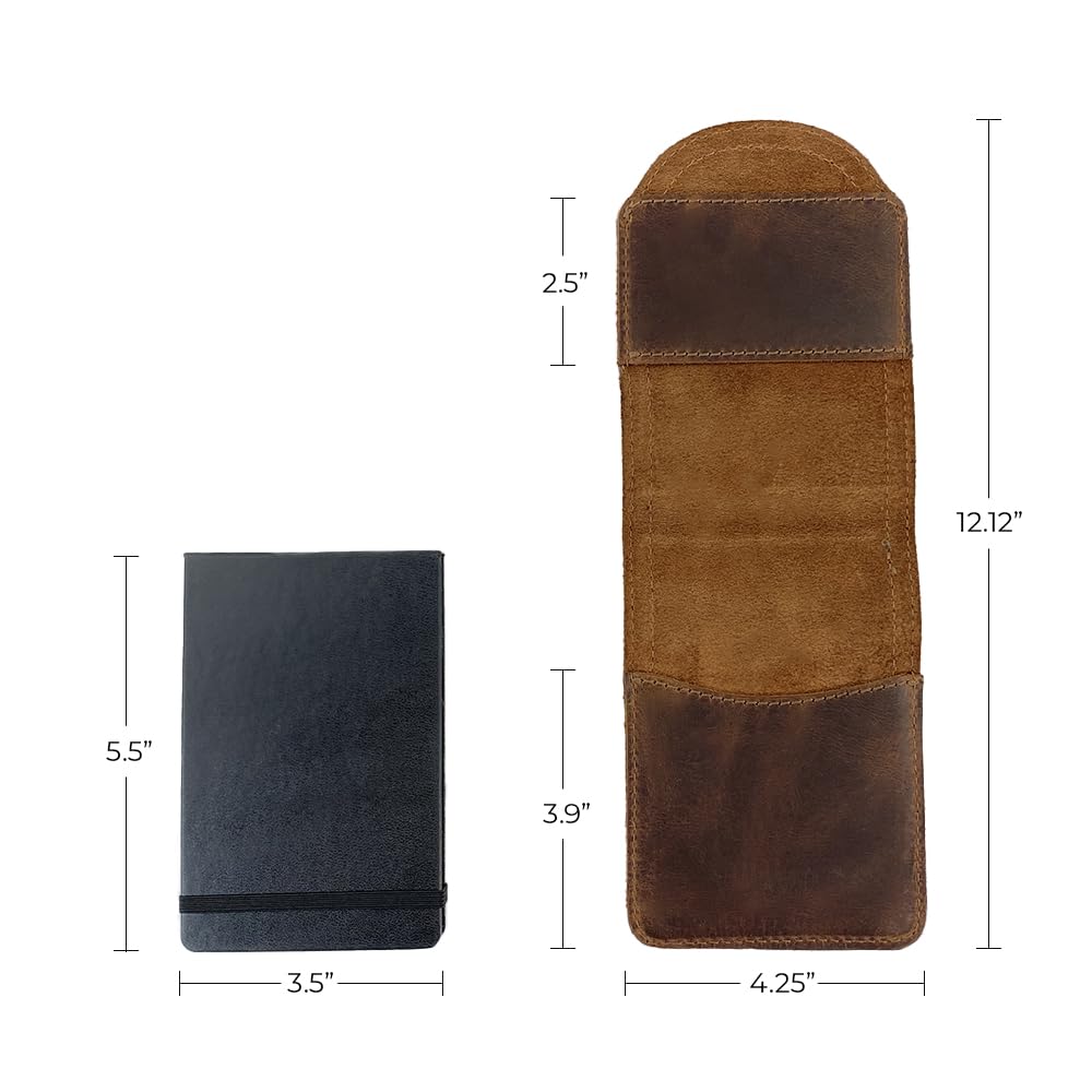Hide & Drink, Journal Cover for Hard Cover Moleskine Pocket Size (3.5 x 5.5 in.) Classic Notebook (Notebook NOT Included), Full Grain Leather, Handmade, Bourbon Brown