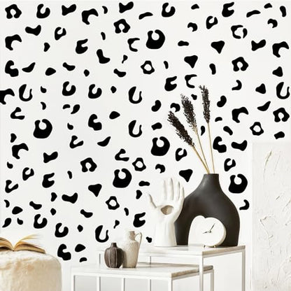 360 Pcs Black Cheetah Stickers Animal Print Cheetah Leopard Wallpaper Removable Vinyl Wall Stickers for Bedroom Car Living Room Office Home DIY Wall Decoration