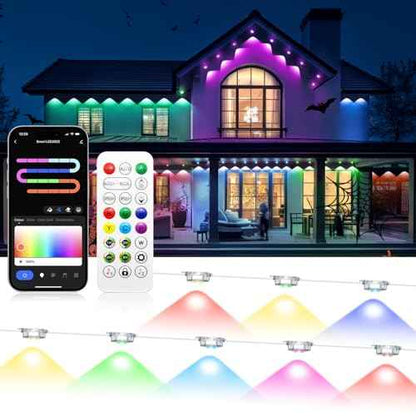 Permanent Outdoor Lights for House, 50ft with 25 Smart IC+RGB+CW LED Eaves Light, Waterproof Christmas Halloween Permanent Decor Light for Daily and Holiday, App/Remote Control