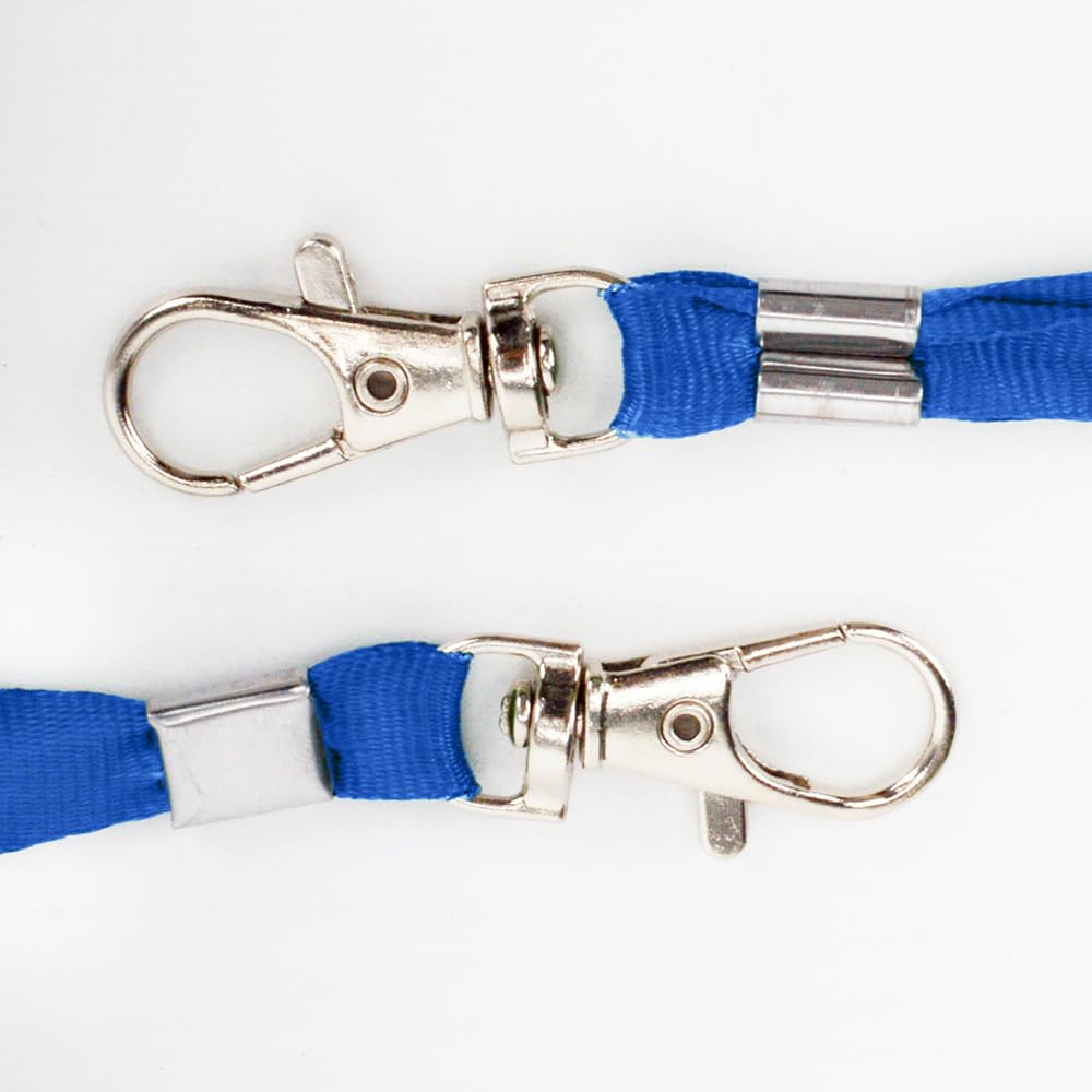 Lanyards 50 Pcs Bulk Lanyard for Id Badges Flat Blue Lanyard with Badge Clip Swivel Hook (50, Blue)