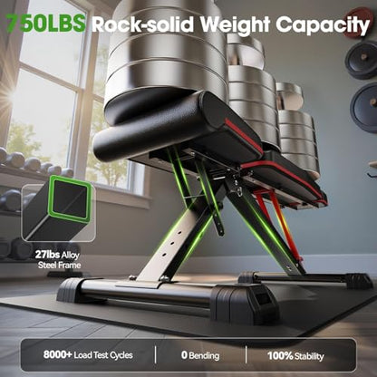 FLYBIRD Adjustable Weight Bench Fits up to 6'5'', 750LBS Capacity for Full Body Workout, 27LBS Sturdy Foldable Bench Press for Home Gym, 5X Stable Lifting Bench Incline Decline Flat Dumbbell Exercise