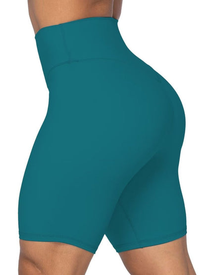 Sunzel No Front Seam High Waist Biker Shorts for Women, Squat Proof Yoga Workout Gym Bike Shorts 8" Deep Lagoon Small