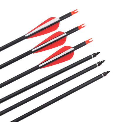 Elong 6PCS 30" Arrows for Compound Bows,Carbon Hunting Arrows for Archery Spine 500 with 100 Grain Screw Tips, for Compound & Recurve & Traditional Bow(with 6 Extra Nocks)
