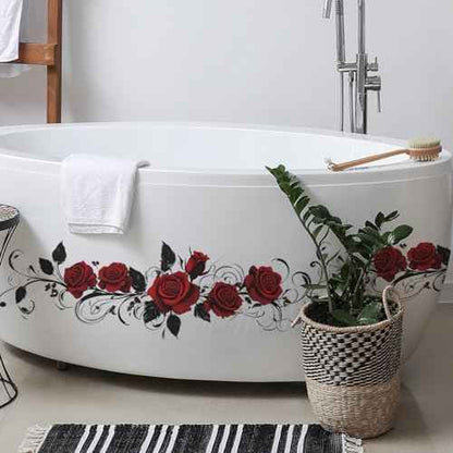 Valentines Wall Decals Valentines Wall Stickers Removable Red Rose Designs Wall Decorations Romantic Stickers for Living Room Bedroom Bathroom Anniversary Party Home Decor 2 Sheets