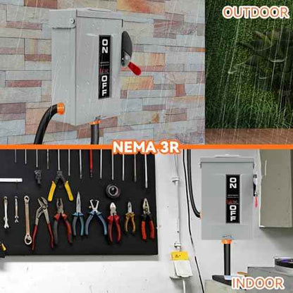 30 Amp Disconnect Switch,3 Pole Safety Switch,Non-Fusible,Indoor&Outdoor,Meeting NEMA 3R Standards,Galvanized Steel£¬Anti Corrosion and Rust Prevention,10-Year Warranty