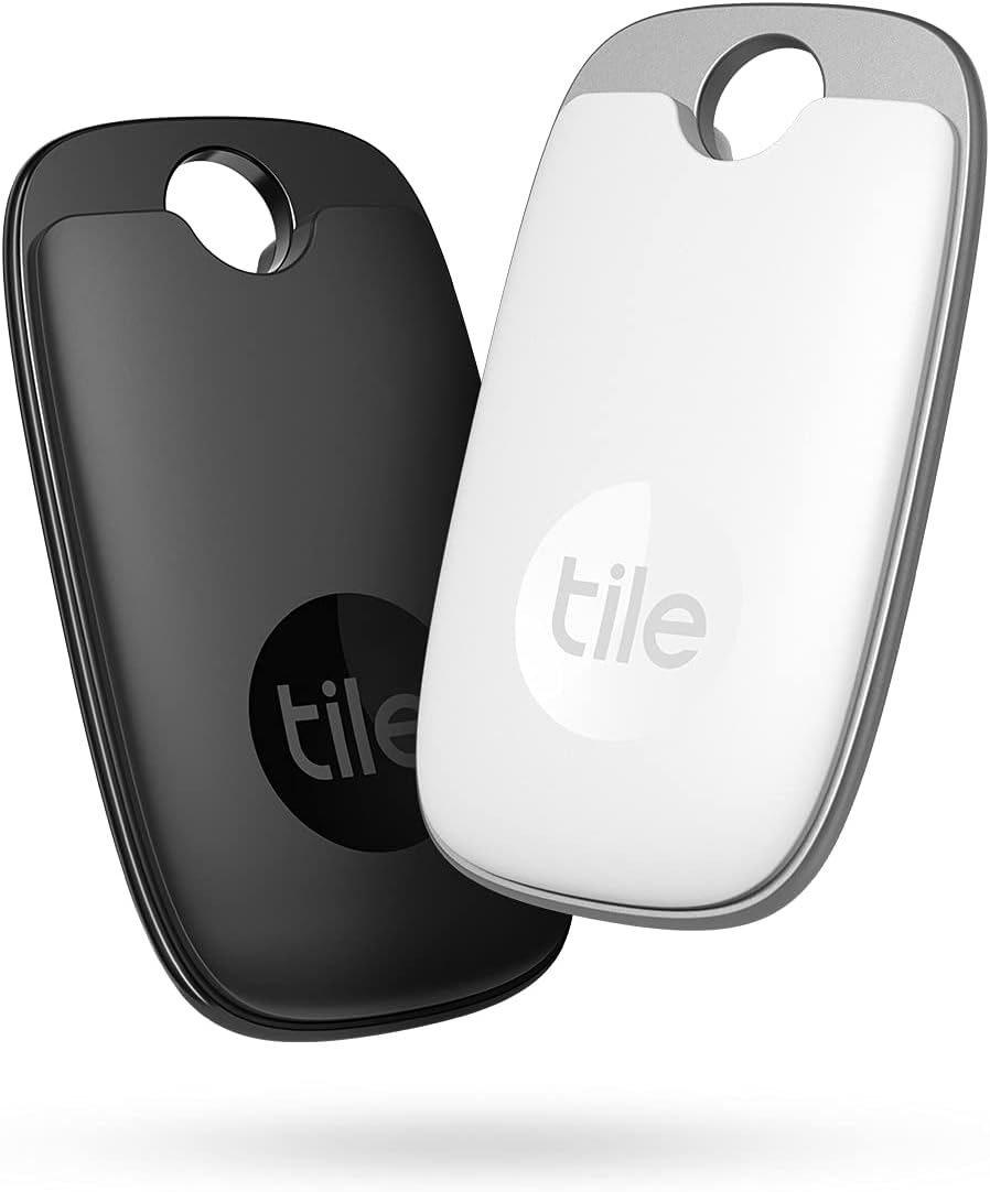 Tile Pro (2022) Bluetooth Item Finder, Pack of 2, 120 m Finding Range, Compatible with Alexa and Google Smart Home, iOS and Android Compatible, Find Your Keys, Remotes and More, Black/White
