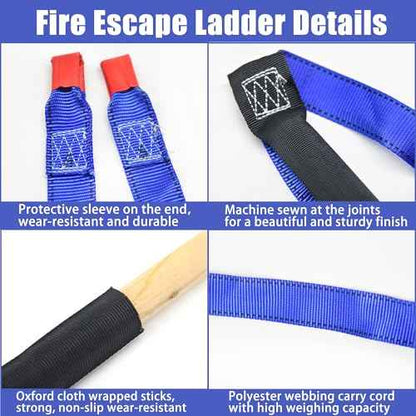 Emergency Fire Escape Ladder 16 Feet Portable Safety Rope Ladder Emergency Escape Ladders for 2-3 Story Homes for Windows, Balconies, and Sailboats, Kayaks, Etc