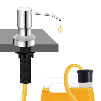 Sink Soap Dispenser for Kitchen Sink, Countertop Built in Sink Soap Dispenser with 47” Extension Tube kit, No Need to Fill The Little Bottle Again (Gray)