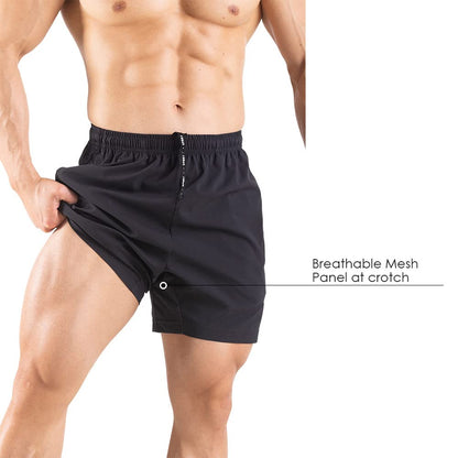 Gaglg Men's 5" Running Shorts 2 Pack Quick Dry Athletic Workout Gym Shorts with Zipper Pockets Black/Navy,X-Large