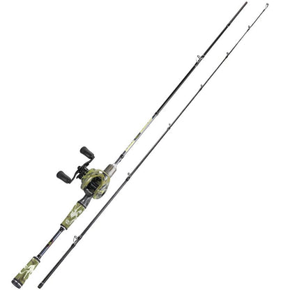 Sougayilang Camo Baitcaster Combo, 2-Piece 30+24Ton Graphite Rod, 8.0:1 Gear Ratio,9+1 Bearings Reel, SuperPolymer Handle,Hook Keeper for Bass, Walleye, Pike, Catfish Fishing