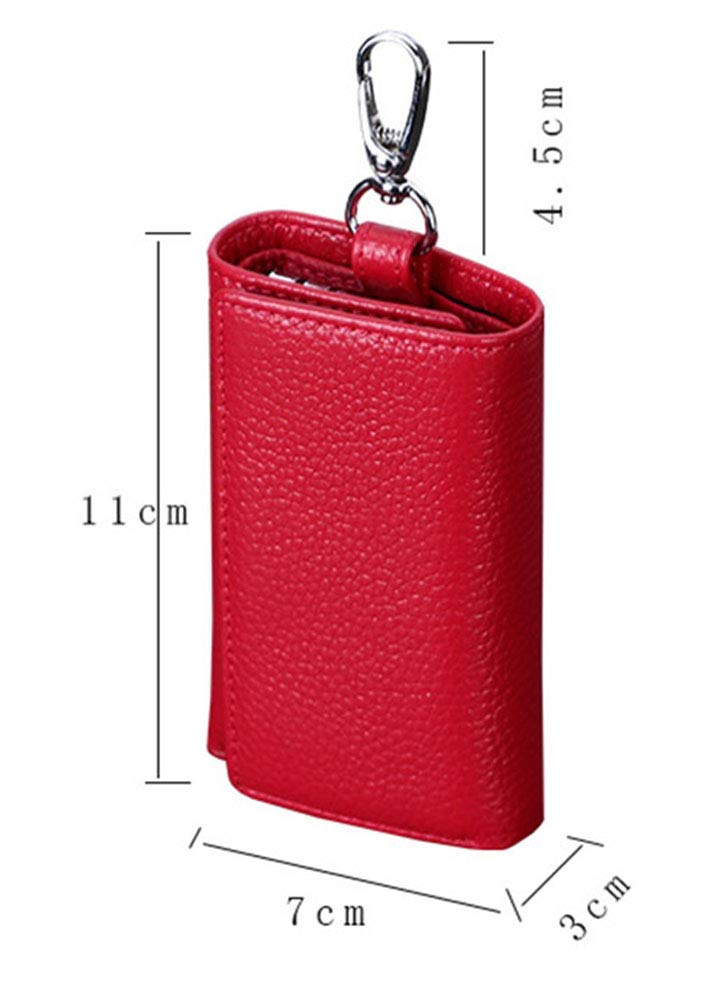 RuoFeng Keychain Key Holder Ring with 6 Hooks Snap Closure (Rose red)