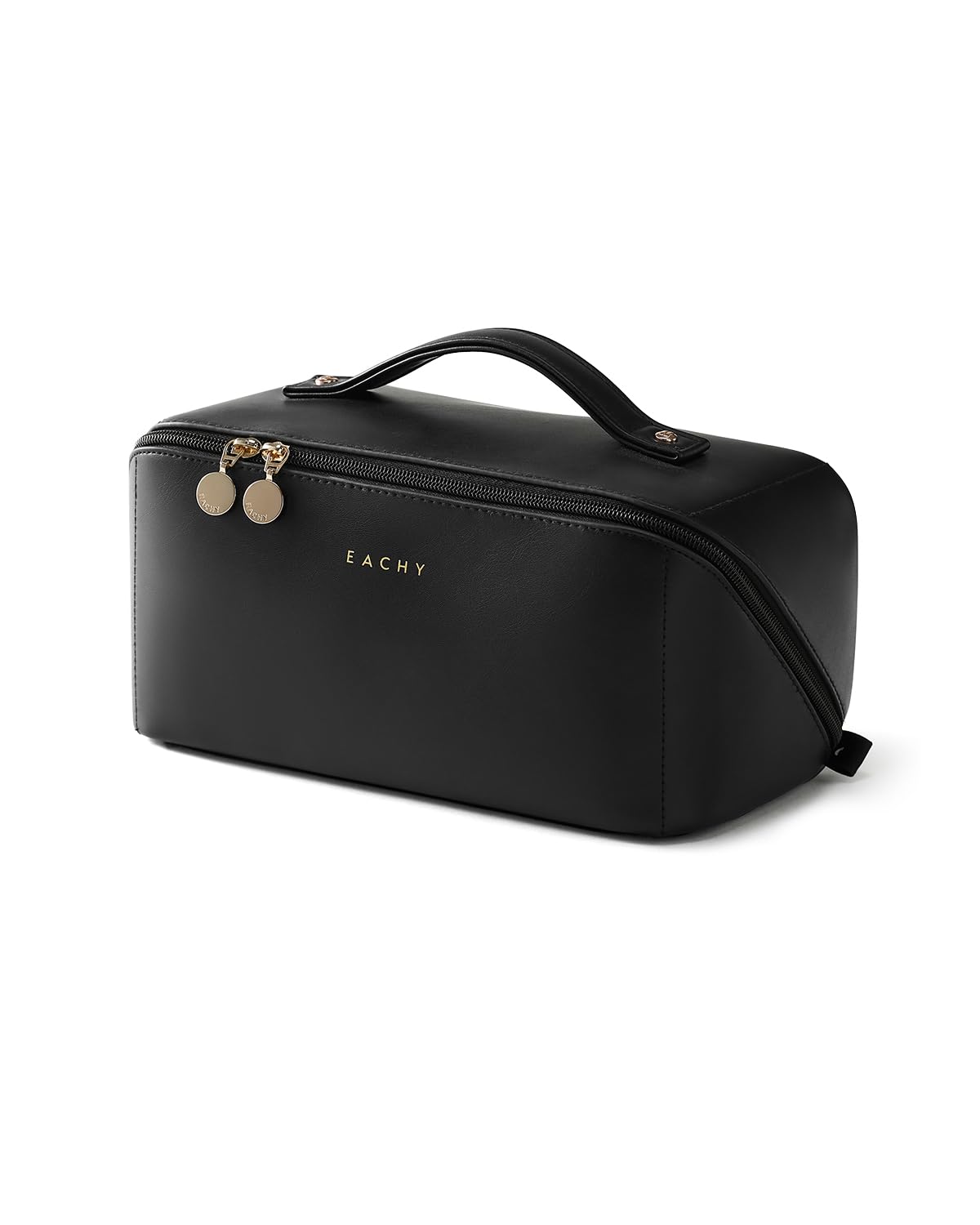 EACHY Travel Makeup Bag, Large Capacity Cosmetic Bags for Women, Waterproof Portable Open Flat Toiletry Bag Make up Bag with Divider and Handle, Gifts for Women