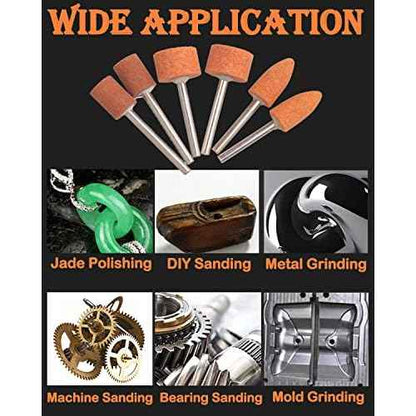 45 Pack Grinding Stone Set 1/8" Shank, Sanding Drill Bit for Rotary Tool Flap Wheel for Grinding, Polishing, Deburring Ferrous Metal, 2 Shape and 3 Sizes(Orangage, Aluminum Oxide)