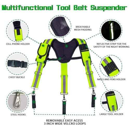 Safety Work Suspenders Tool Belt Suspenders, Heavy Duty Tool Belt Suspenders Reflective Safety Suspenders