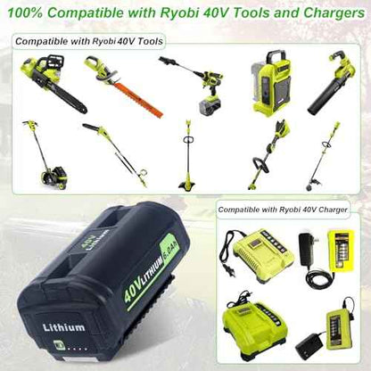 Upgrade 6000mAh Replacement for Ryobi 40V Battery, Compatible with Ryobi 40 Volt Lithium Batteries OP4050A OP4040 OP40401 OP4026 OP40601 for 40v Power Tools