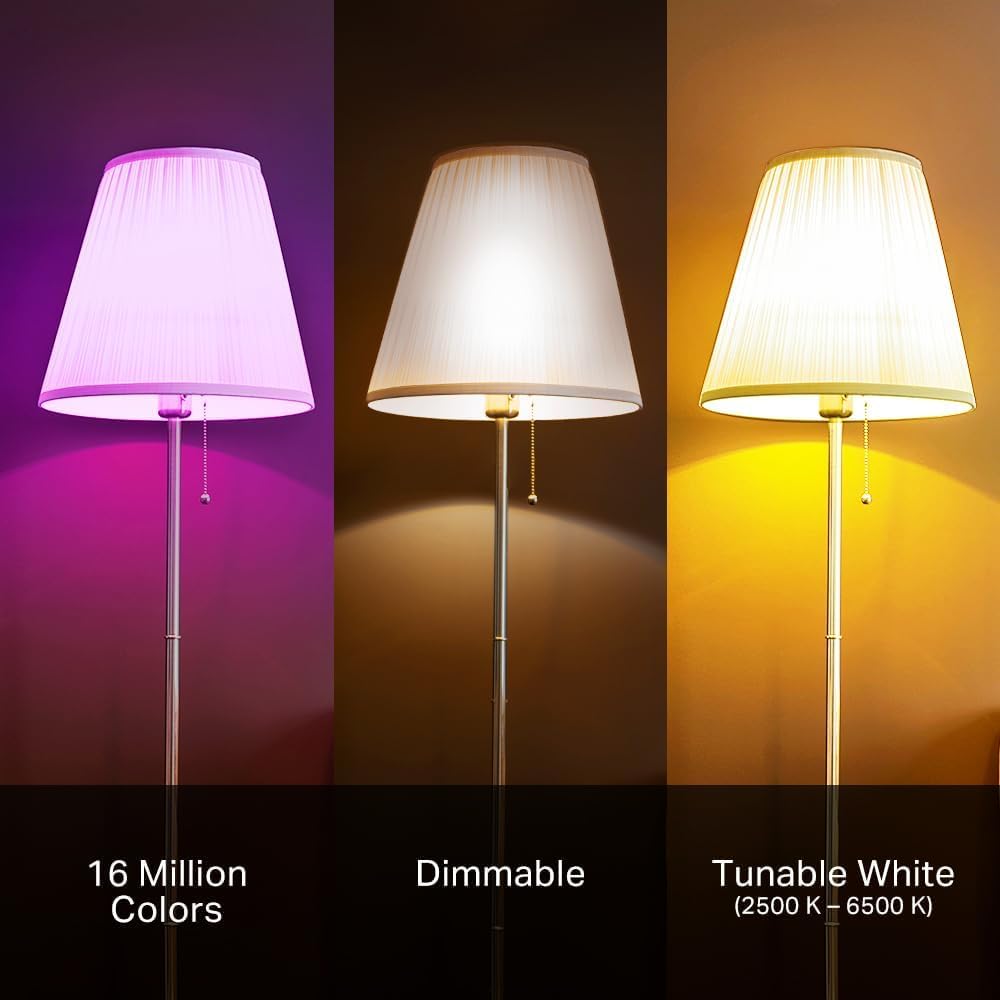 Kasa Smart Light Bulbs, Full Color Changing Dimmable Smart WiFi Bulbs Compatible with Alexa and Google Home, A19, 9W 800 Lumens,2.4Ghz only, No Hub Required, 4 Count (Pack of 1), Multicolor (KL125P4)