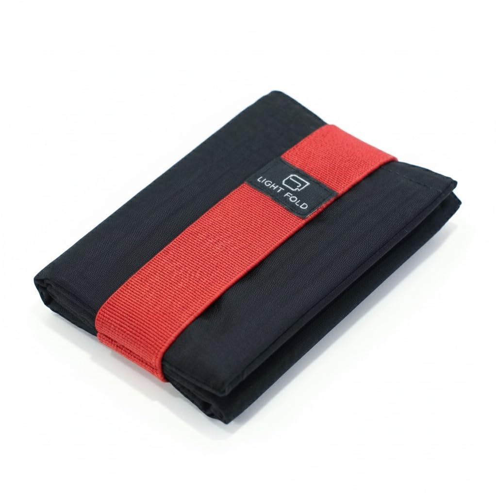 LIGHT FOLD Ultra Slim Tri-Fold Wallet with RFID Blocking, Lightweight Minimalist Men’s Wallet with Elastic Band, Waterproof Durable Nylon Fabric, Slim Front Pocket Card Holder Fits 12 Cards & Cash