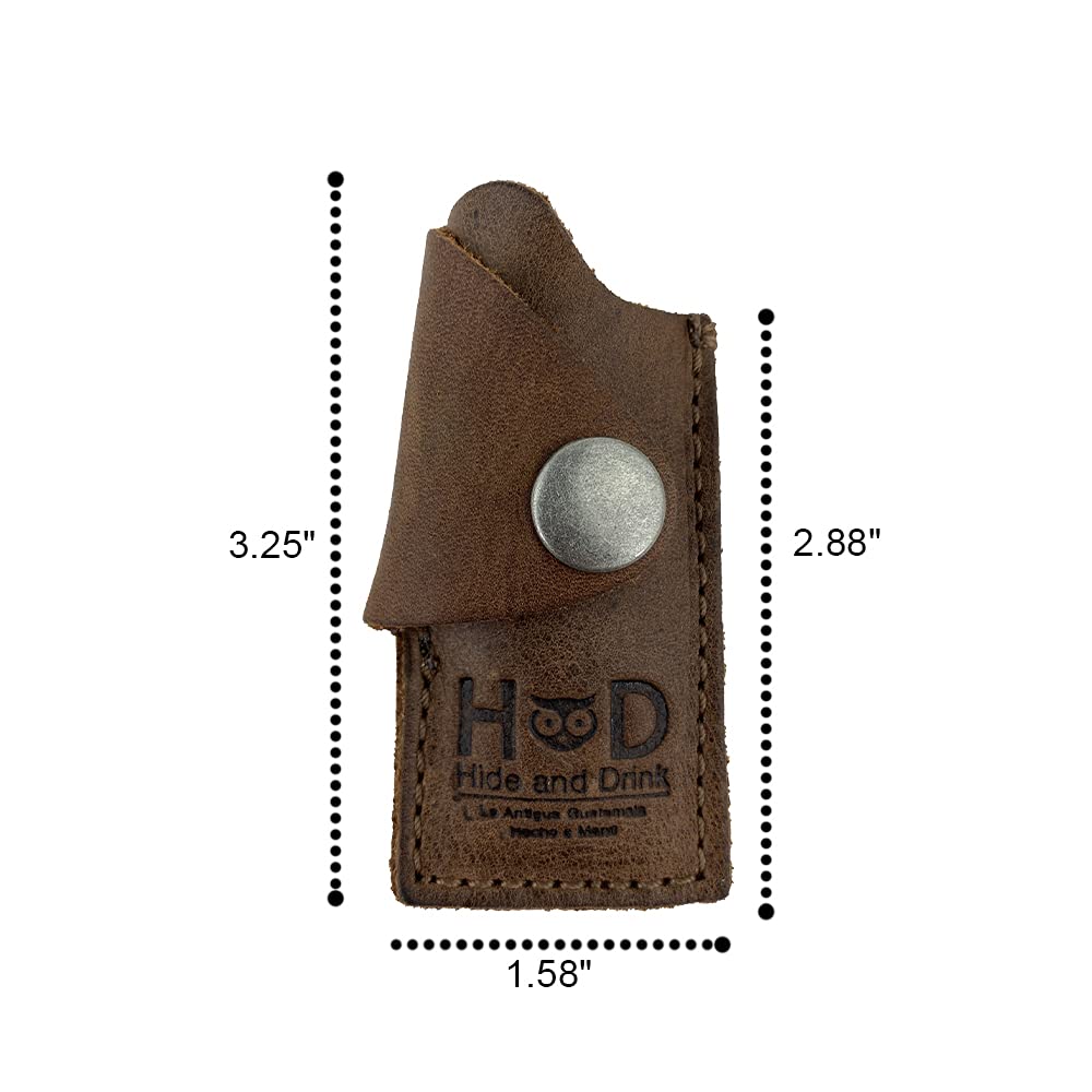 Hide & Drink, Rustic Leather Lighter Protective Case Handmade (Bourbon Brown)
