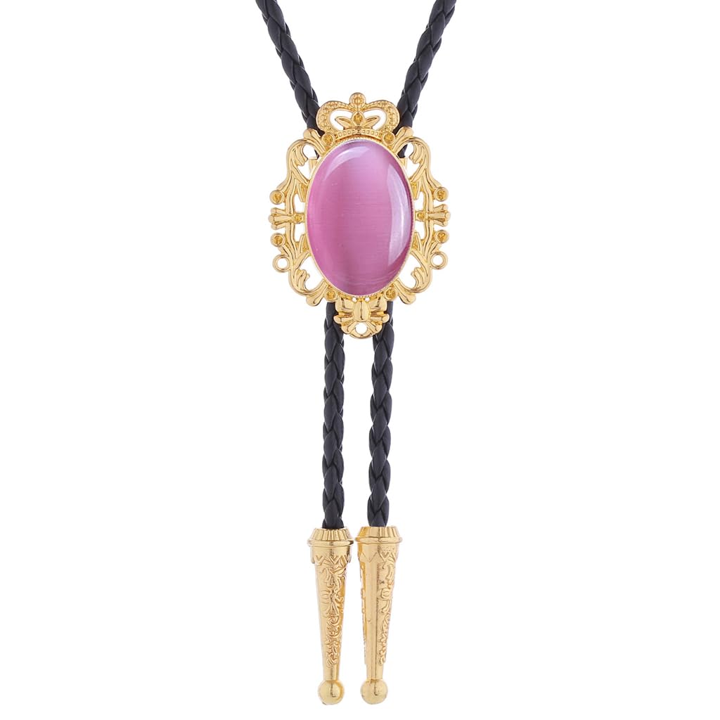 GelConnie Pink Bolo Tie - Western Cowboy Bolo Tie with Leather Cord & Turquoise Stone for Men & Women