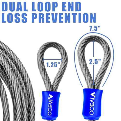 1/2Inch Heavy-Duty Security Cable Lock with Loops 4FT/6FT/8FT/10FT Bike Lock Cable Steel Cable Chain Locks for Outside