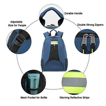 QEES Heavy Duty Tool Backpack, 1680D Oxford Cloth, Electrician's Bag With Durable Handles & Straps