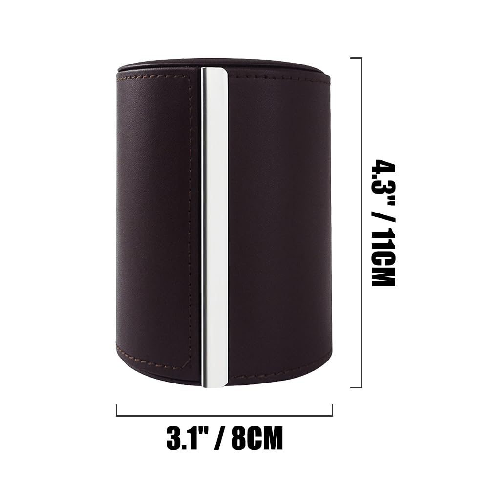 Tie Box Travel Case Men's Necktie Gift Box Cylinder Shape Anti-Wrinkle Storage Business Gift Bow Tie Packaging (3.1"x4.3", Coffee)