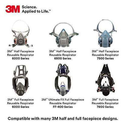 3M Respirator Cartridge 6006, 1 Pair, Helps Protect Against Organic Vapors, Acid Gases, Ammonia, Methylamine or Formaldehyde