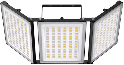 900W LED Outdoor Flood Light, 90000LM Super Bright Stadium Light, 6000K Daylight White, IP66 Waterproof 3 Heads Adjustable Outdoor Floodlights for Backyard, Parking Lot, Court, Field