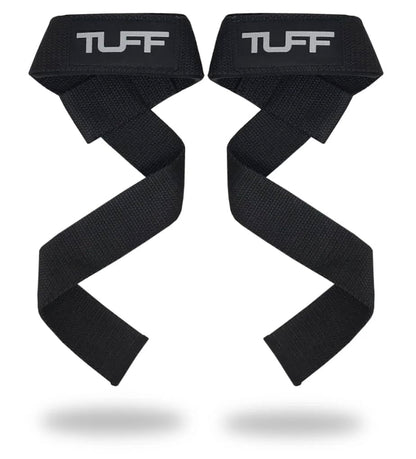 Tuff Lifting Straps - Wrist Straps for Weightlifting, Deadlifts, Powerlifting, and Strength Training - Ideal for Men and Women - ALL BLACK