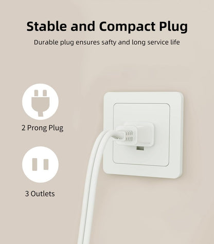 TiFFCOFiO Indoor Extension Cord, 2 Prong 6 Feet Extension Cord, 3 Polarized Outlets with Safety Slide Windows,13A/1625W, 16 AWG, 3 Packs