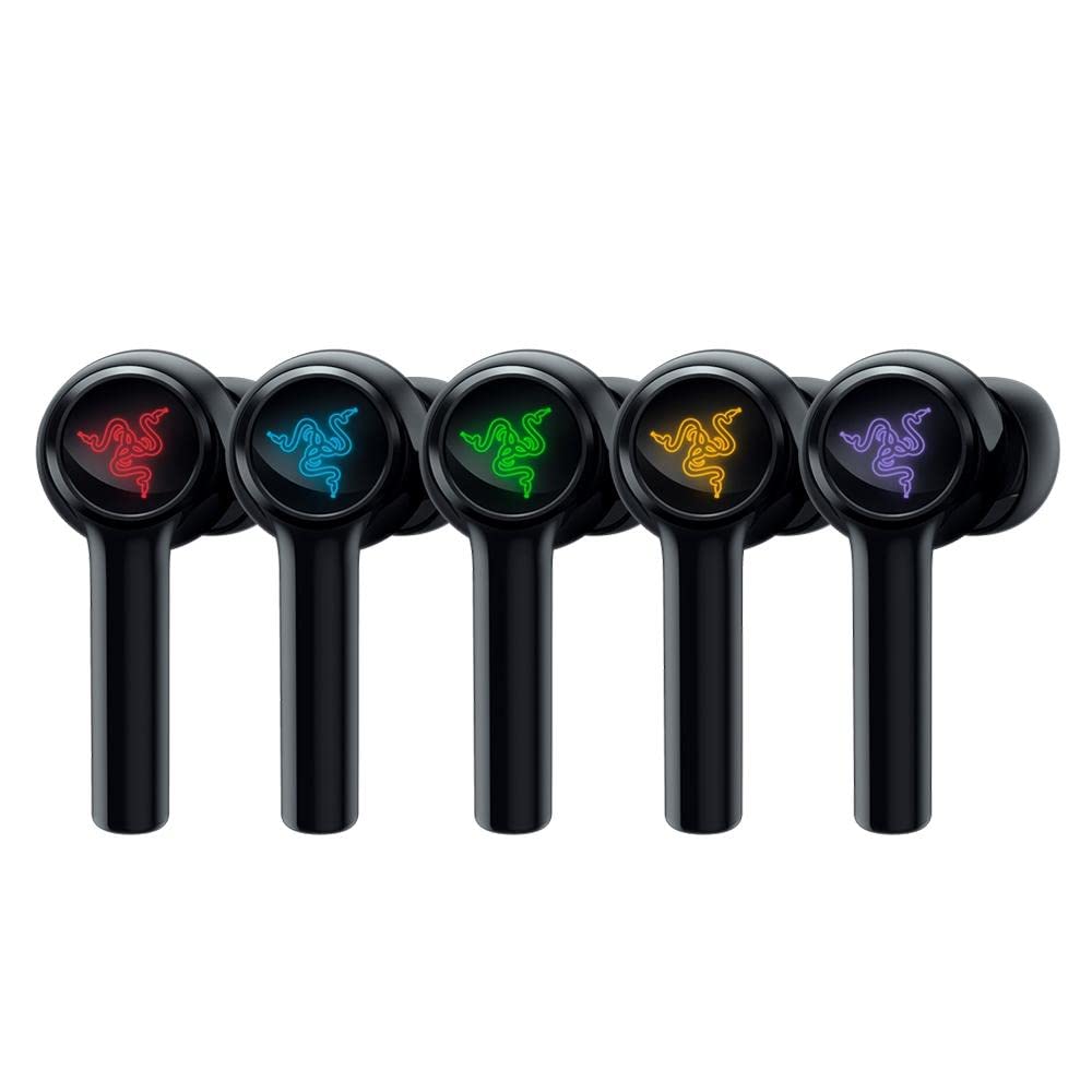 Razer Hammerhead True Wireless (2nd Gen) Bluetooth Gaming Earbuds: Chroma RGB Lighting -60ms Low-Latency- Active Noise Cancellation - Dual Environmental Noise Cancelling Microphones- Classic Black
