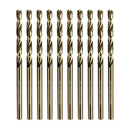 1/8" Cobalt Drill Bits 10Pcs - BAIDETS M35 1/8 Inch HSS Metal Twist Drill Bits Set for Hard Metal, Stainless Steel, Cast Iron and Other Hard Materials