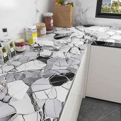 LaCheery White Gray Black Marble Contact Paper for Countertops Kitchen Counter Top Peel and Stick Waterproof Marble Wallpaper for Bathroom Countertop Vinyl Wrap Cabinets Walls Removable Roll 15.8"x80"