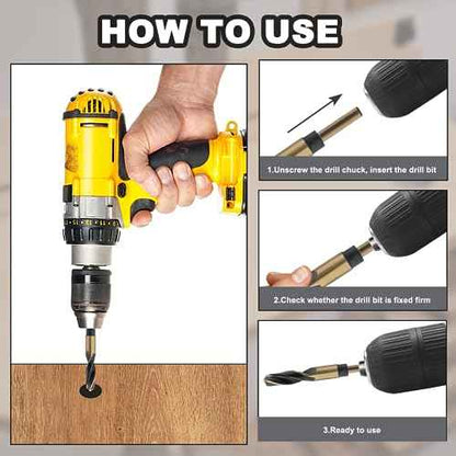 1" Reduced Shank Drill Bit, 0.47" Shank HSS Drill Bit Black and Gold Oxide Finish, 115 Degree Split Point Industrial Drill Bit for General Building Engineering Woodworking DIY Projects