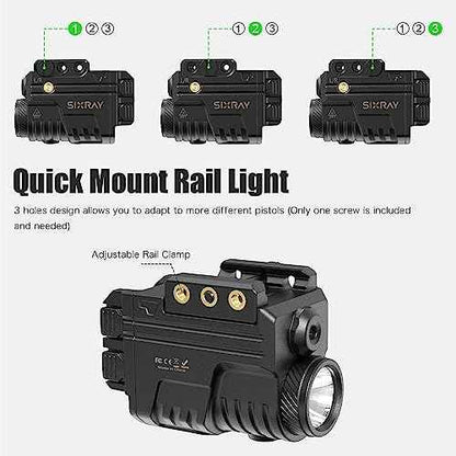 Rechargeable Red Laser and Flashlight for Pistol, 600 Lumen Tactical Pistol Light Laser Combo with Red Beam, Strobe, Magnetic Charging, Fit Picatinny